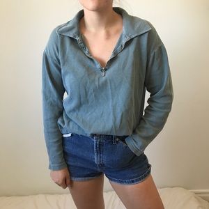 Vintage Sage Green Half-Zip Sweatshirt